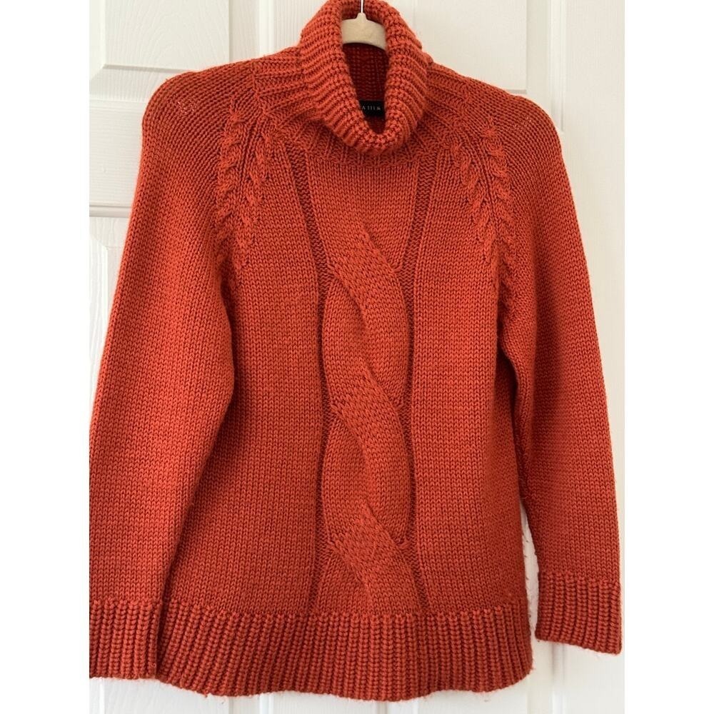 Alpaca 111 Turtleneck Sweater Size M 100% Baby Alpaca Wool Cable Knit